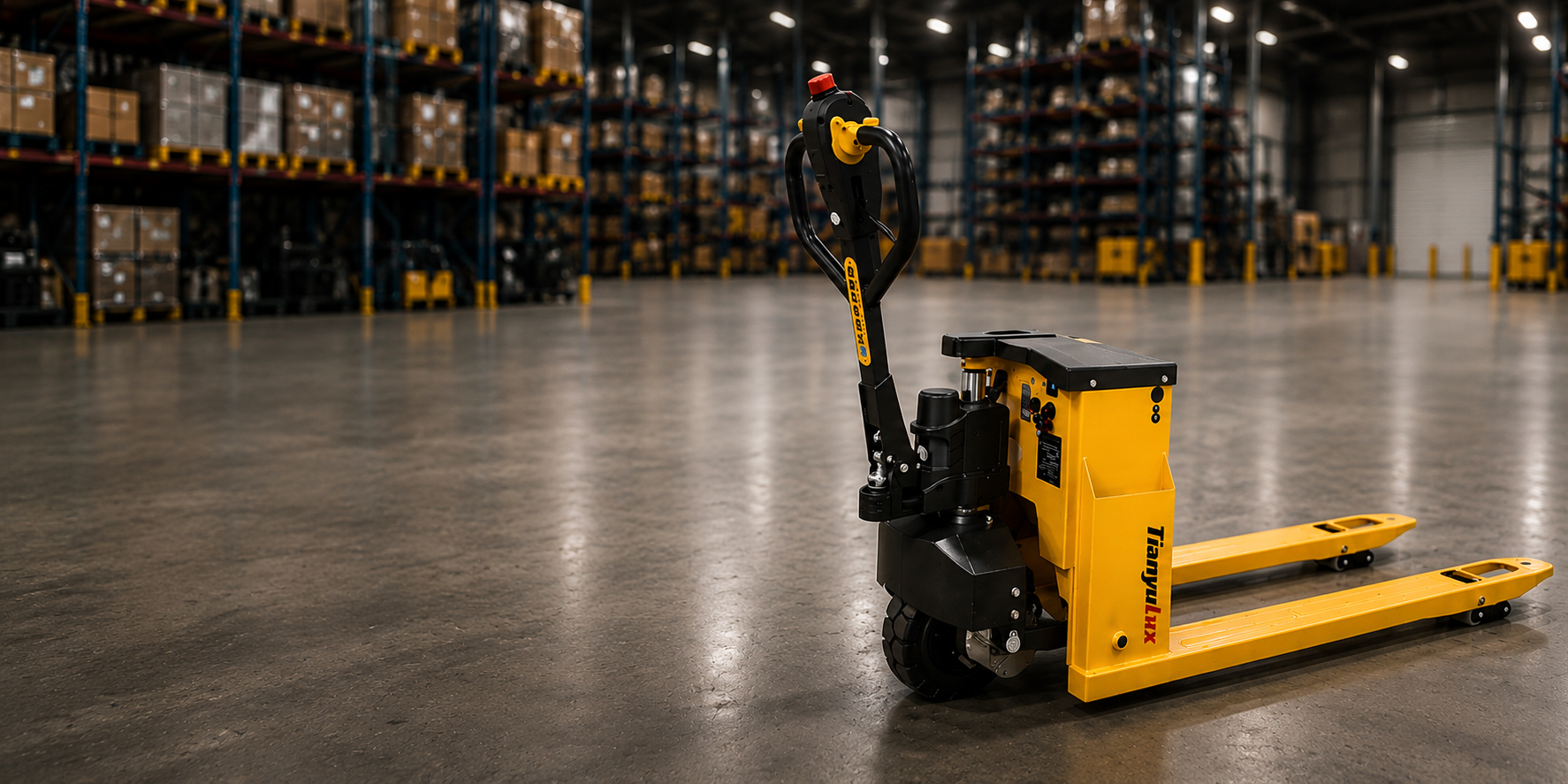 Stand-on electric pallet truck