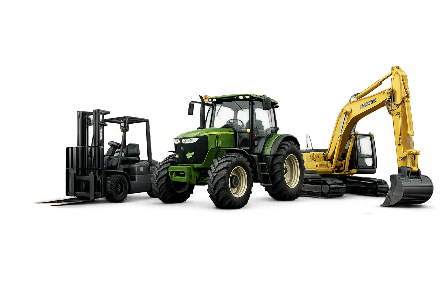 Forklift, tractor and excavator